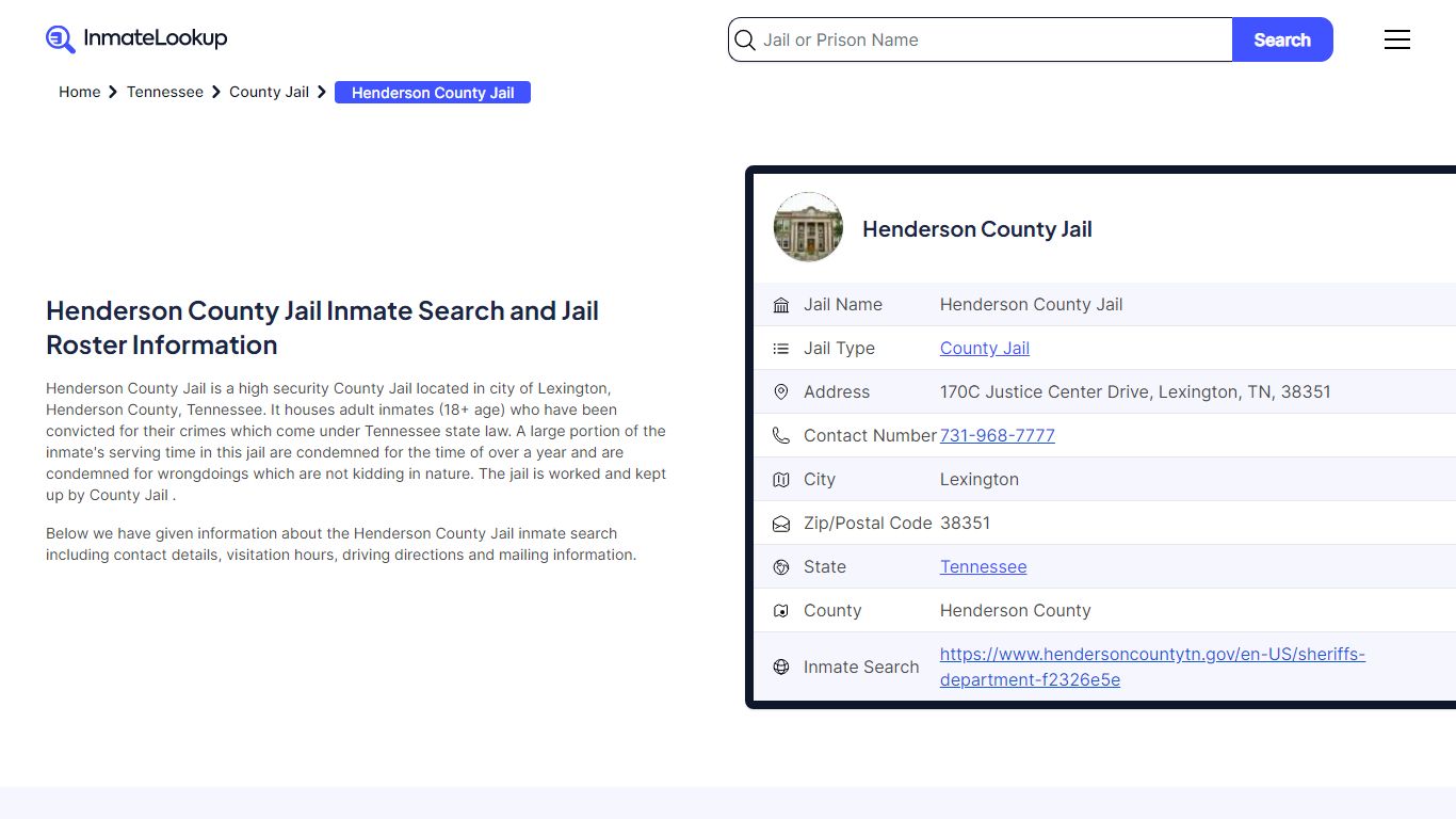 Henderson County Jail (TN) Inmate Search Tennessee - Inmate Lookup